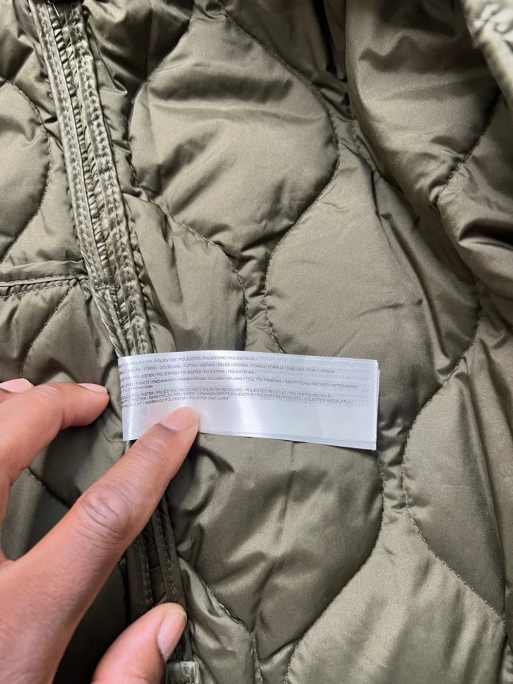 Mango Quilted Olive Green Snap-Front Jacket